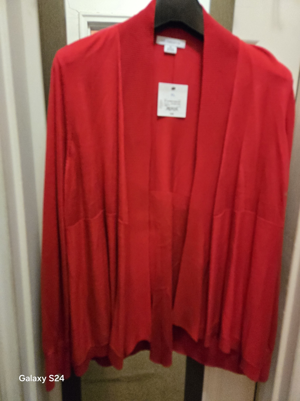 Red Open-Front Women's Sweater Cardigan